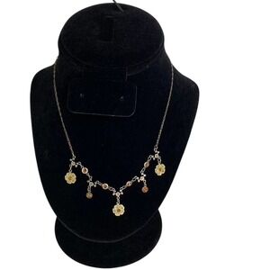 Anne Koplin‎ Designs amber stone floral necklace